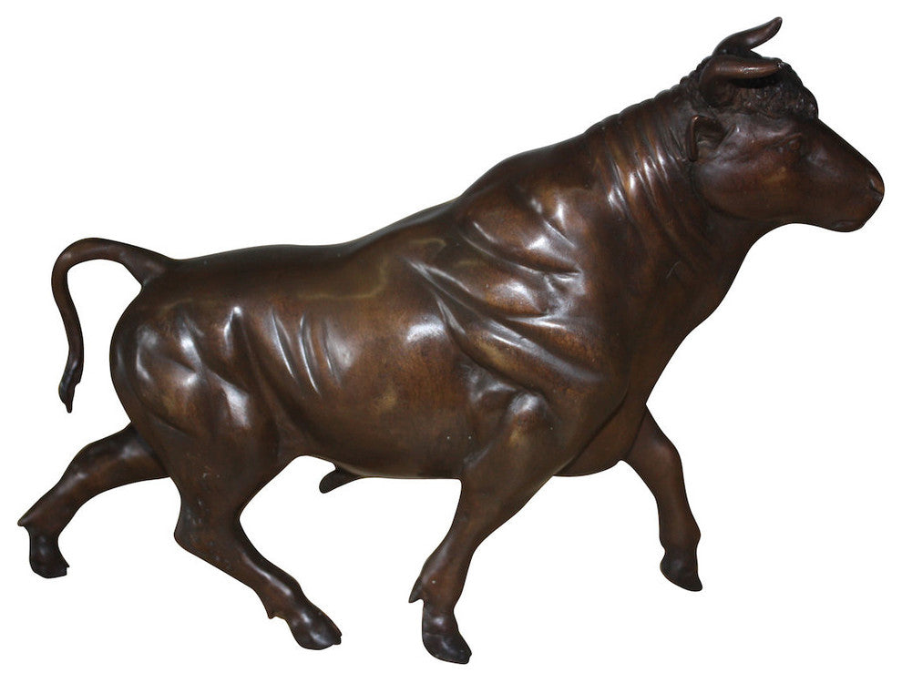 15" Bull Head Up Bronze Statue