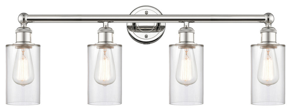 Clymer 4-Light 31" Bath Vanity Light, Polished Nickel, Clear Shade