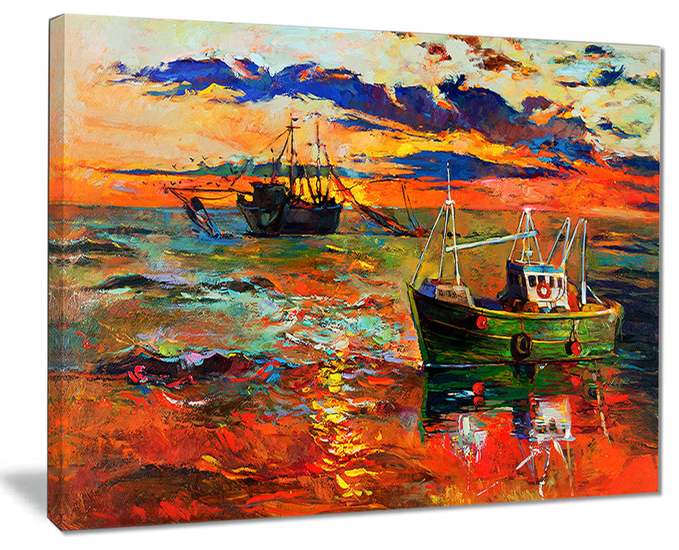"Colorful Fishing Ships" Canvas Print