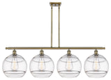 Ballston-Rochester 4-Light 51" Stem Island Light, Antique Brass, Clear
