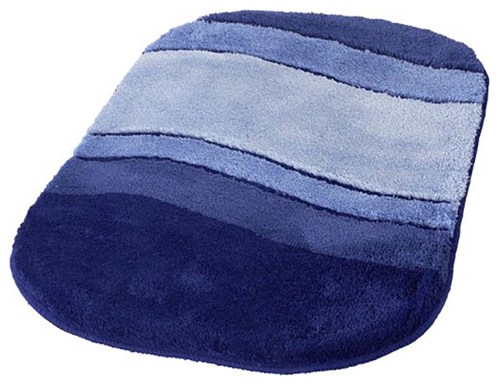 Sorrento Azure Blue Unique Oval Non Slip Washable Bathroom Rug, Siesta, Medium