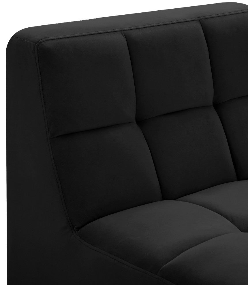 Relax Velvet Upholstered Armless Chair, Black