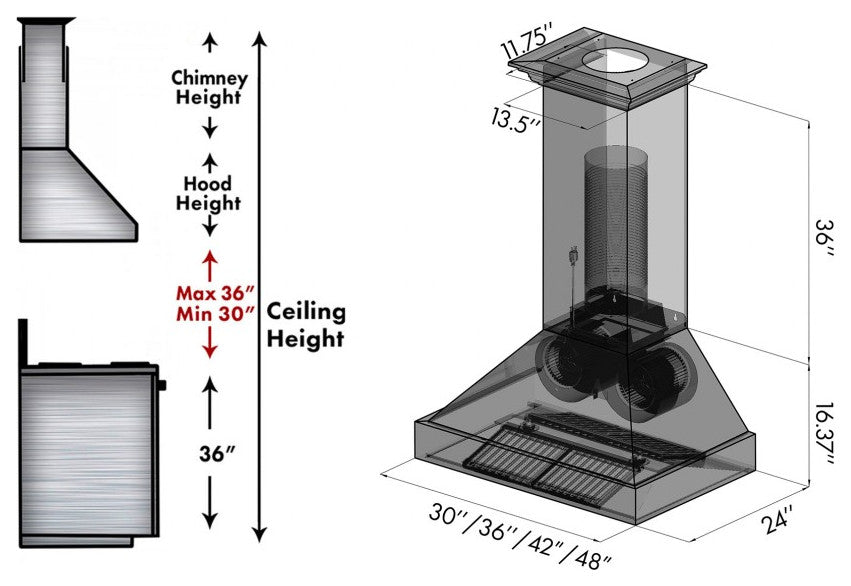 ZLINE 30" Convertible Vent Designer Series Wall Mount Range Hood