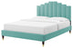 Platform Bed Frame, Full Size, Velvet, Blue, Modern Contemporary, Bedroom Master