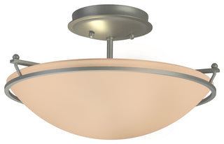 Plain Small Semi-Flush, Vintage Platinum Finish, Sand Glass