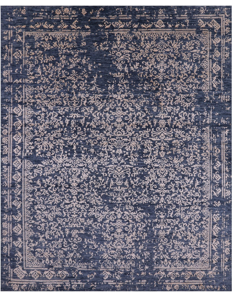 8' 1" X 10' 1" Hand Knotted Wool and Silk Persian Rug Q6252