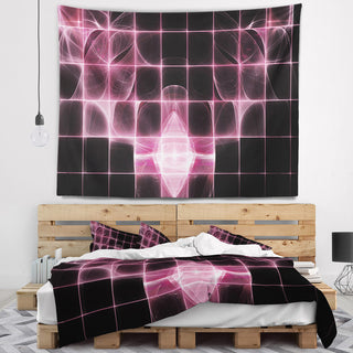 Pink Bat Outline on Radar Abstract Wall Tapestry, 60"x50"