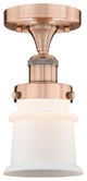 Canton-1 Light 5" Semi-Flush Mount-Antique Copper, Matte White Glass Shade