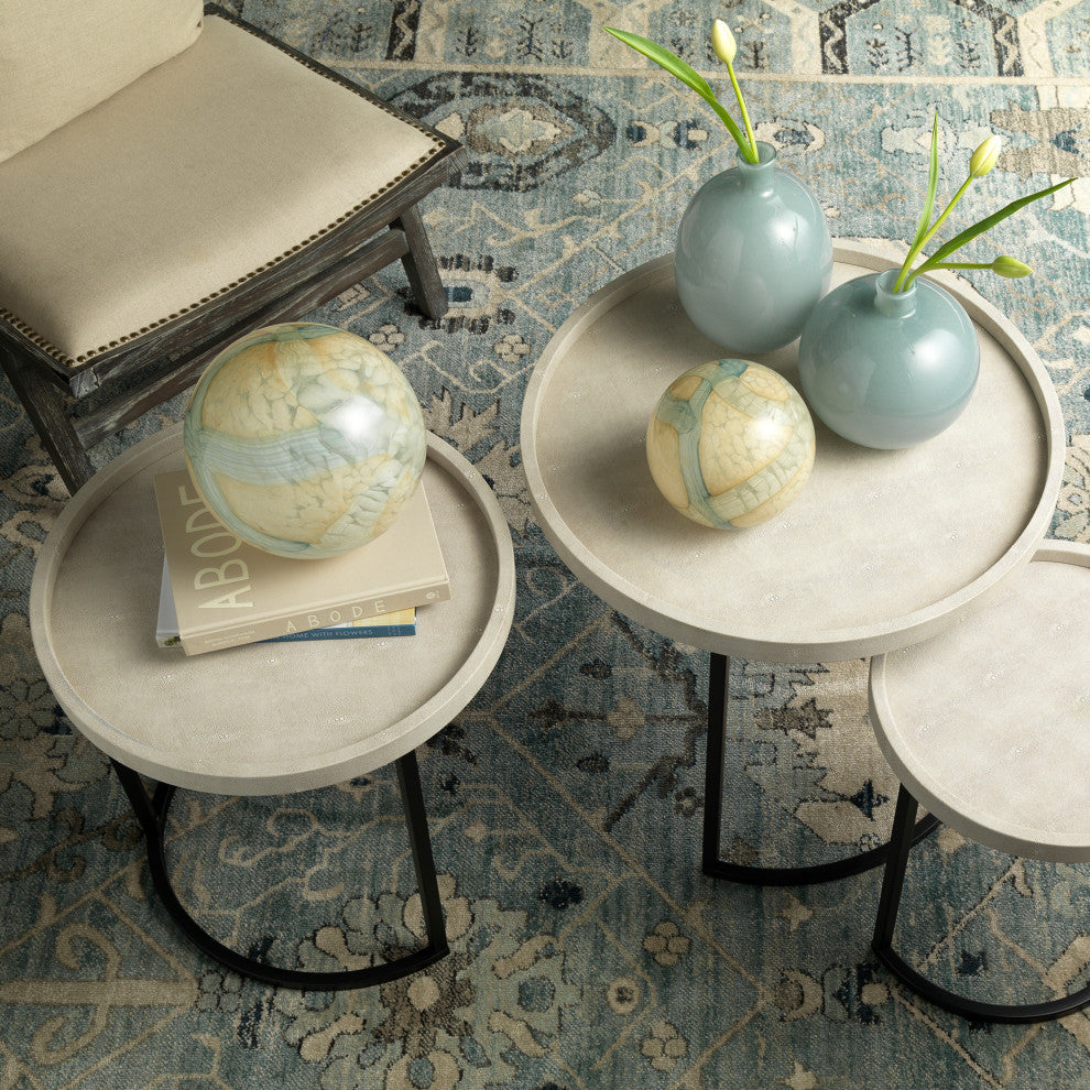 2-Piece Cosmos Glass Balls, Pale Blue Glass