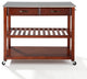 Crosley 2 Drawer Stainless Steel Top Kitchen Cart in Cherry