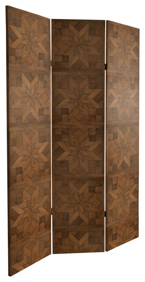 6' Tall Double Sided Walnut Wood Pattern Canvas Room Divider
