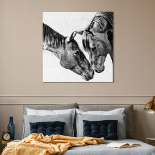 "Kindred Colts" Frameless Free Floating Tempered Glass Panel Graphic Wall Art