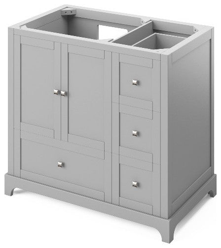Addington Modern 36" Grey Left Offset Sink Vanity, Steel Grey Cultured Marble Va