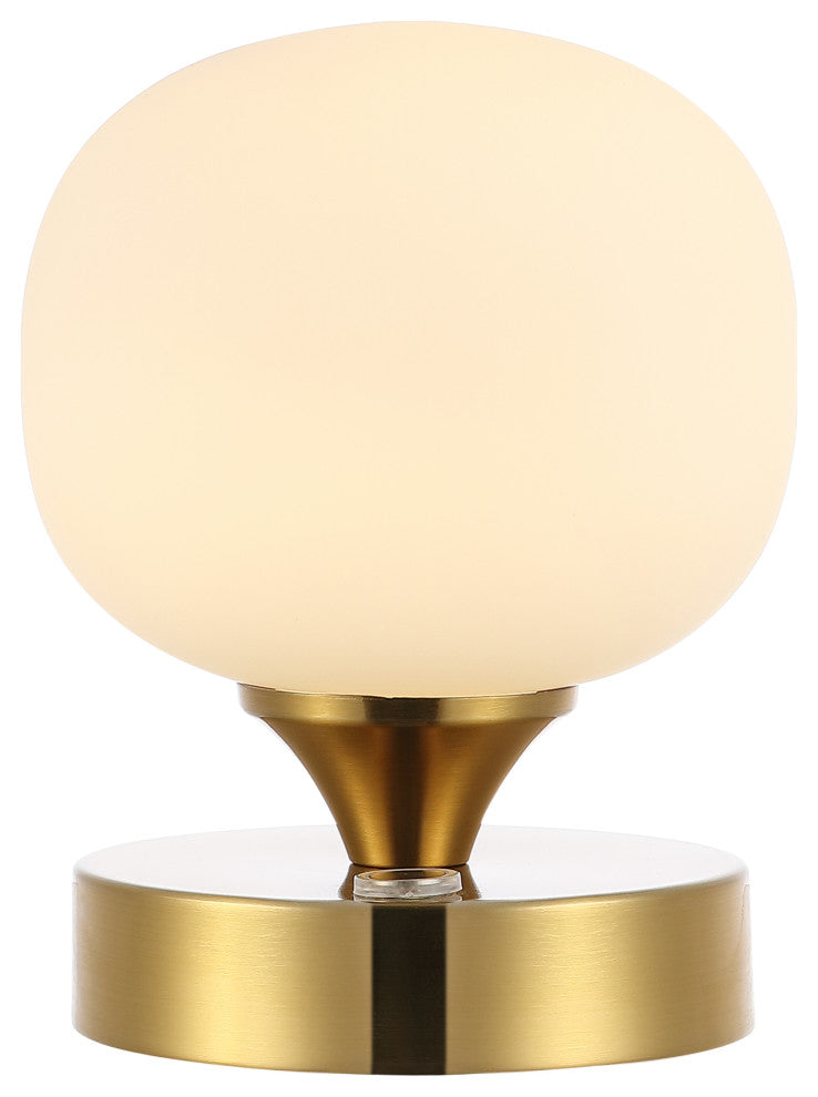 Owen 6.13" Bohemian Farmhouse Iron Rechargeable Integrated LED Table Lamp, Gold