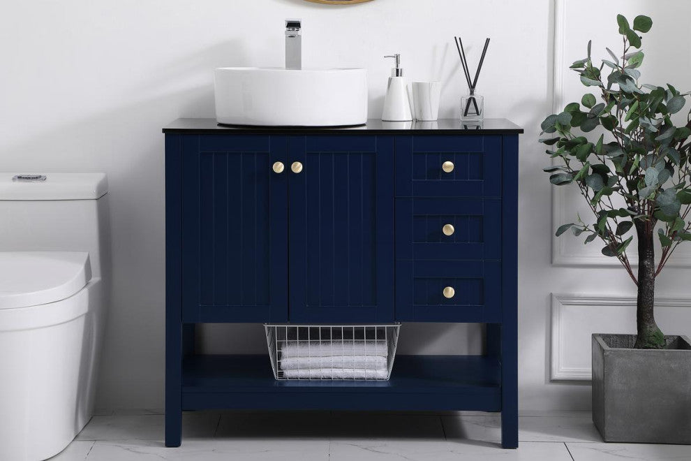 Blue 36" Vessel Sink Bathroom Vanity