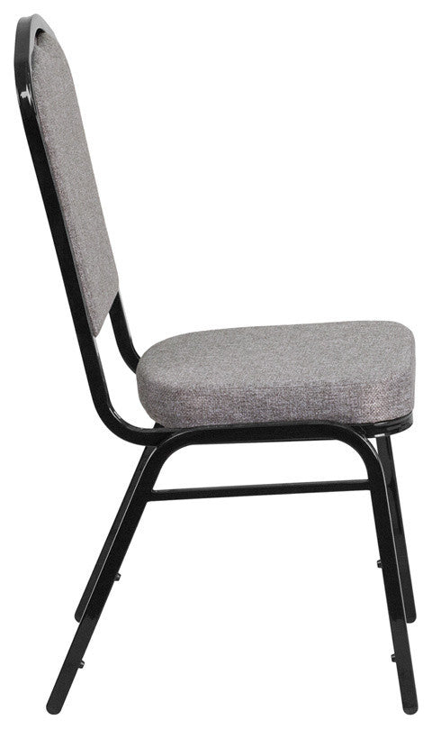 Hercules Series Crown Back Stacking Banquet Chair, Gray Fabric, Black Frame