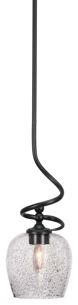 Capri 1-Light Mini Pendant with Hang Straight Swivel, Matte Black/Smoke Bubble