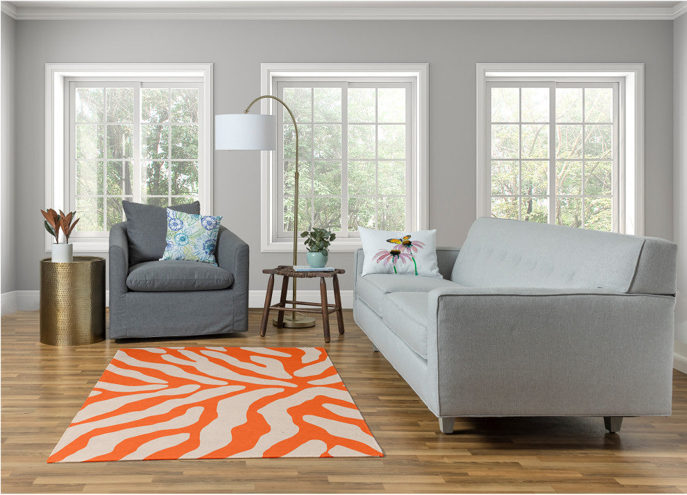 Animal Stripe Spring Chenille Rug, Blood Orange, 4'x6'