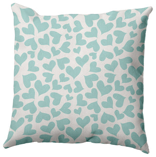 16" x 16" Patterned Hearts Valentine's Decorative Indoor Pillow, Wave Top Blue