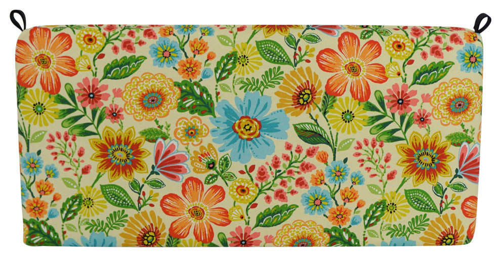 40"X19" Patterned Outdoor Spun Polyester Loveseat Cushion, Gregoire Chamomile