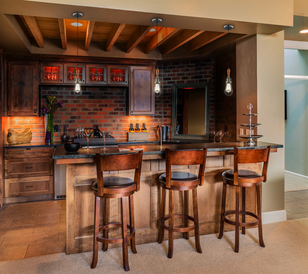 5" Industrial Pendant With Wood Element and LED Filament Bulb, Arden Collection