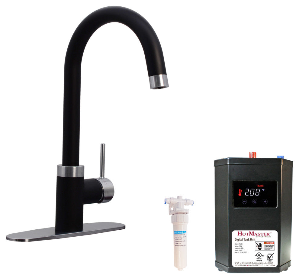 HotMaster 3, 1 Instant Hot Kitchen Faucet With Tank, Black/SS