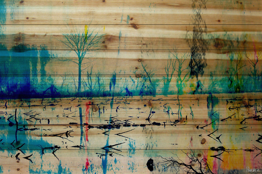 "Morrison Lake" UV Ink Print on Natural Pine Wood, 36"x24"
