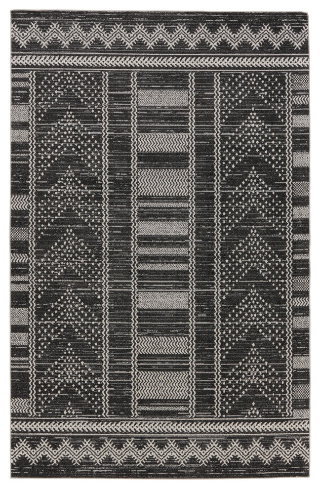 Machine Washable Vibe by Jaipur Living Mateo Tribal Black/ Light Gray Area Rug
