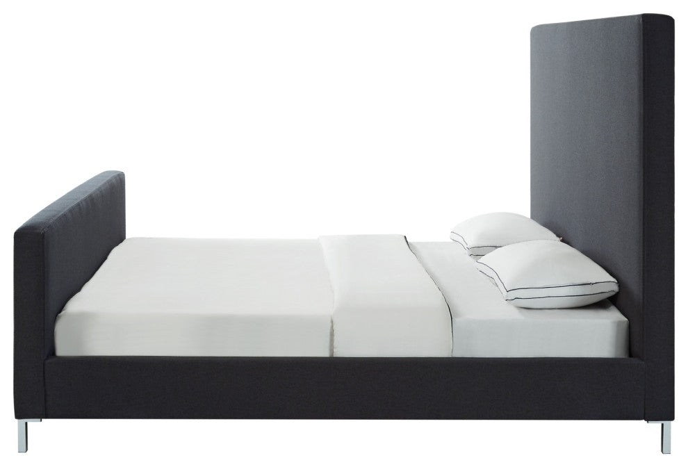 Aberdeen Upholstered  Platform Bed, Charcoal Linen, Queen