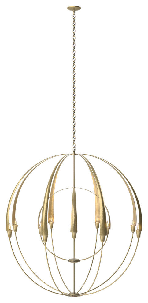 Double Cirque Large Scale Chandelier, Modern Brass Finish