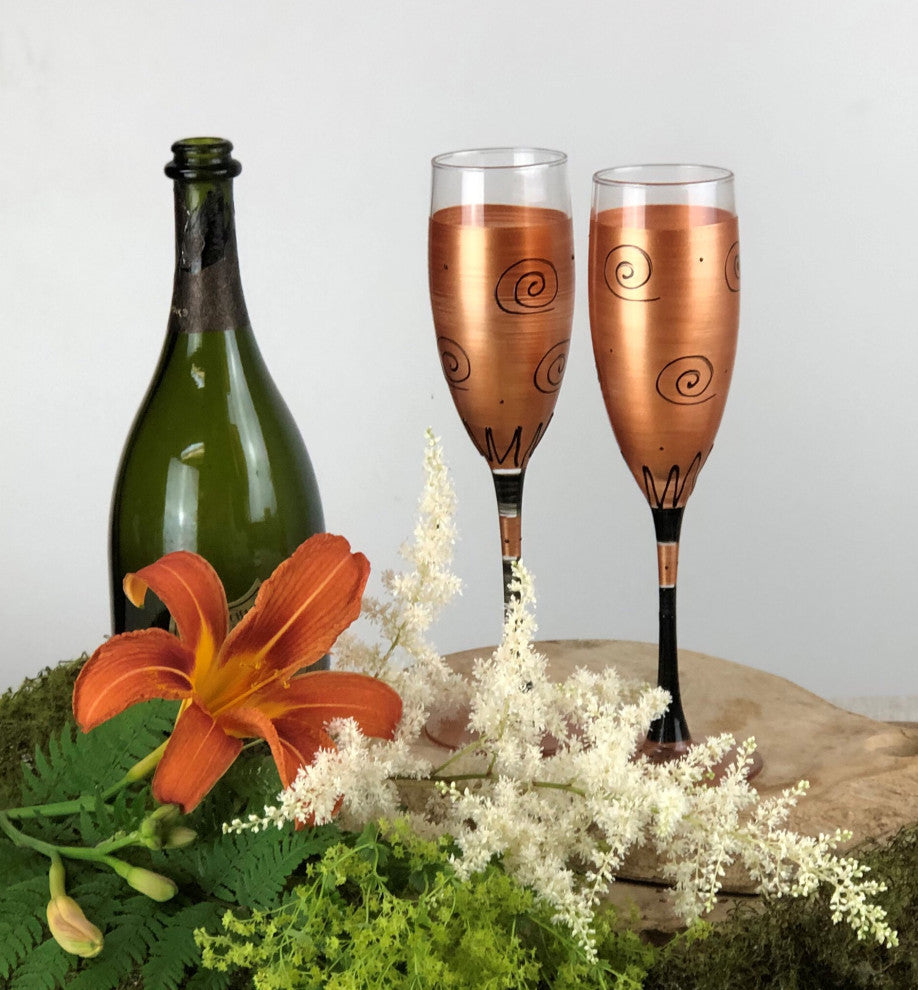 Gold Curl Champagne Glasses, Set of 2