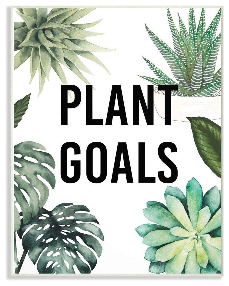 Plant Goals With Plant Illustrations Wall Plaque Art, 10"x15"