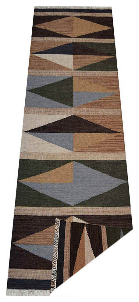 HAND WOVEN FLAT WEAVE KILIM WOOL ECO-FRIENDLY AREA RUGS-Contemporary,Multicolor