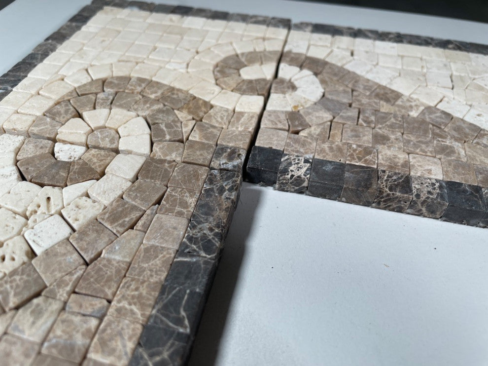 Marble Mosaic Border Listello Insert Tile Surf Emperador 4x12 Tumbled, 1 piece