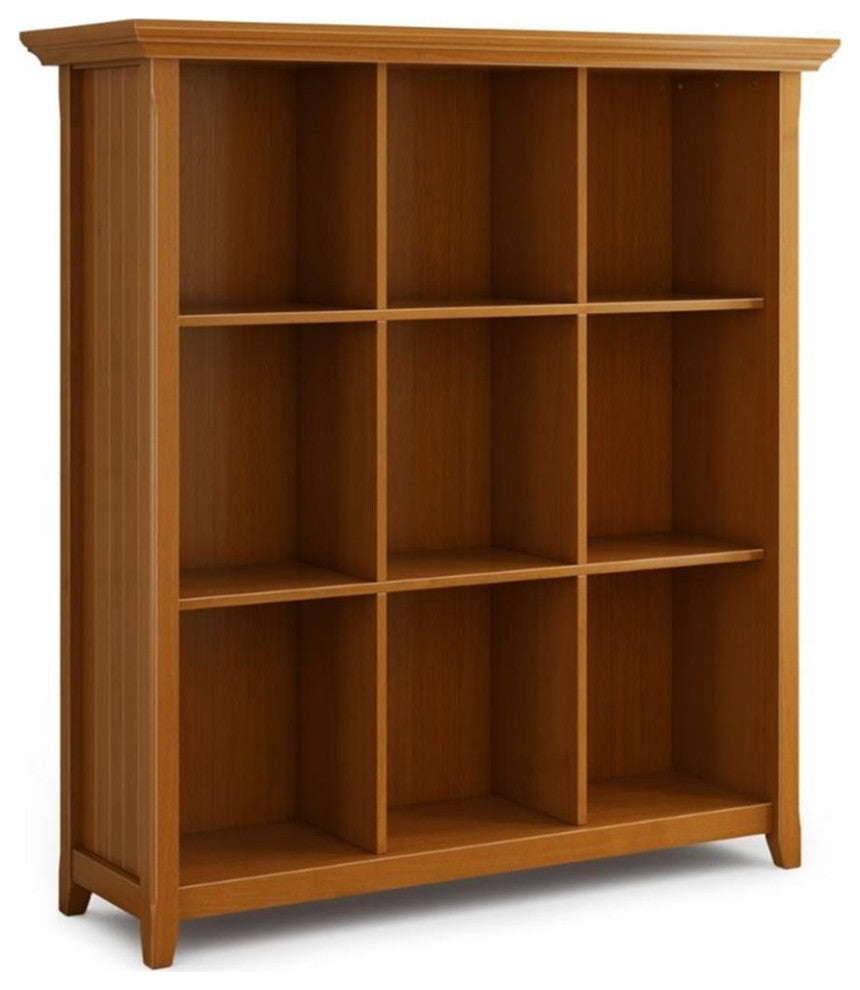 Solid Wood 48" X 44" 9 Cube Bookcase And Storage Unit In Light Golden Brown