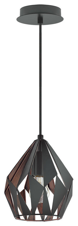 Eglo 1x60w Pendant W/ Matte Black & Copper Finish - 202034A