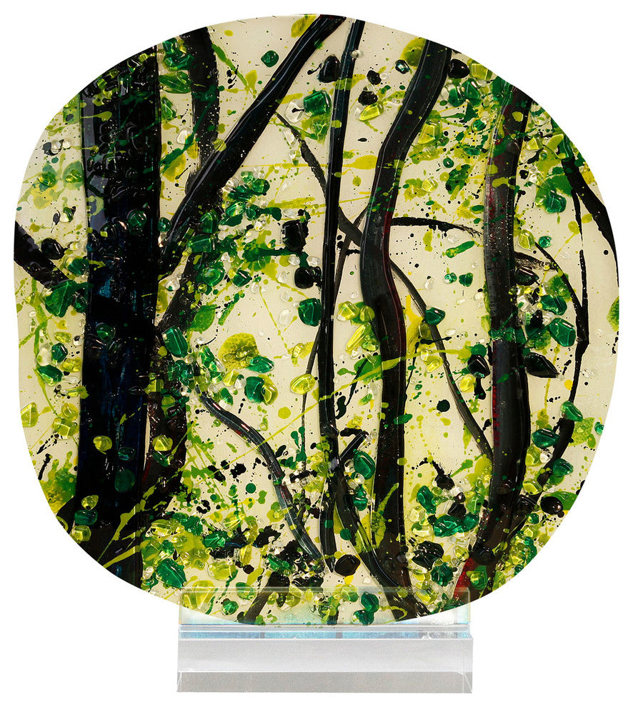 Round Sculpture Green Horizon, 14"x15"