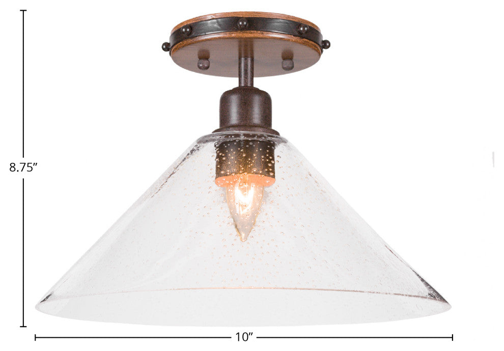 Blacksmith 1-Light Semi-Flush, Clear Bubble