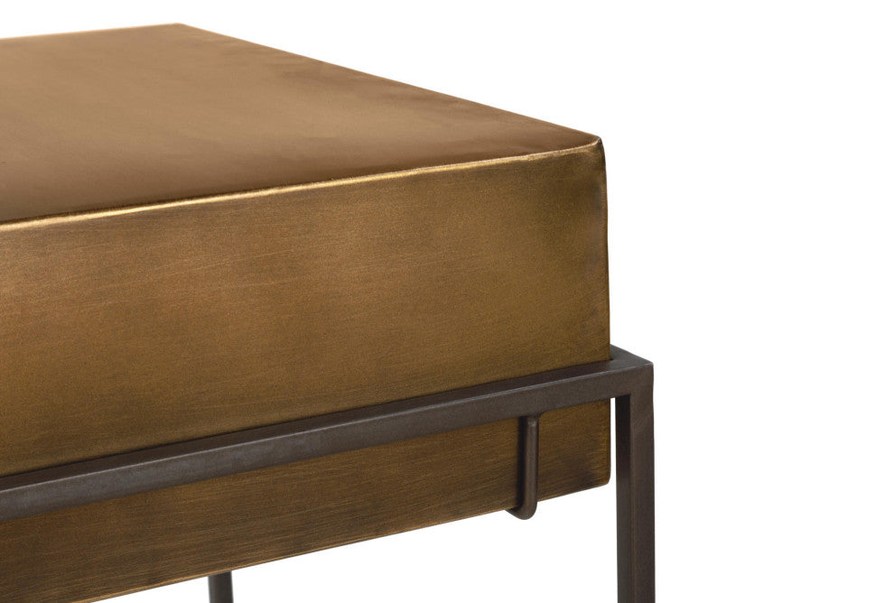 Metal Convertible Side Tables Set of 2, Burnished Gold