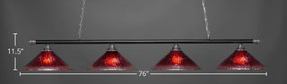 Oxford 4-Light Bar, Chrome & Matte Black/Raspberry Crystal