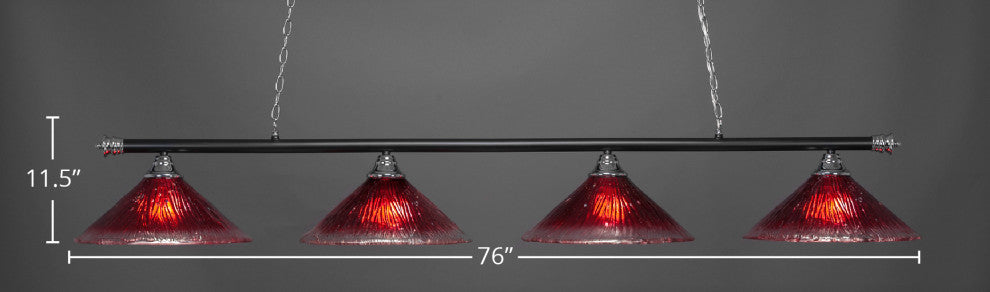 Oxford 4-Light Bar, Chrome & Matte Black/Raspberry Crystal