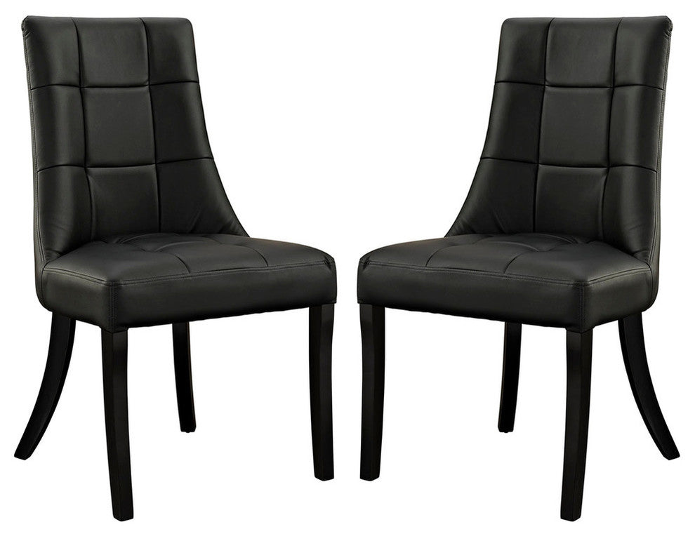 Modern Contemporary Kitchen Vinyl Dining Chair Set of 2 Black