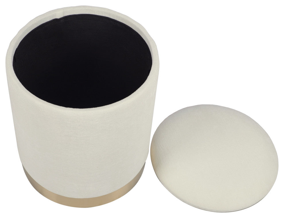 Zoe Cream Chenille Storage Ottoman