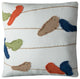 Colorful Whimsical Birds on a Wire Throw Pillow