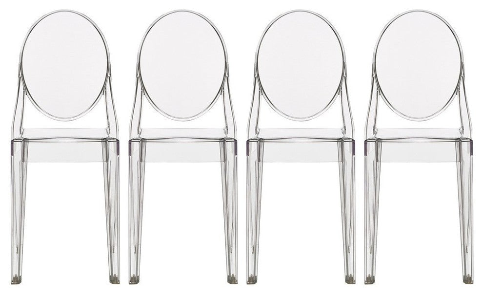 Side Chair Without Arms, Polycarbonate Plastic in Clear Transparent Crystal