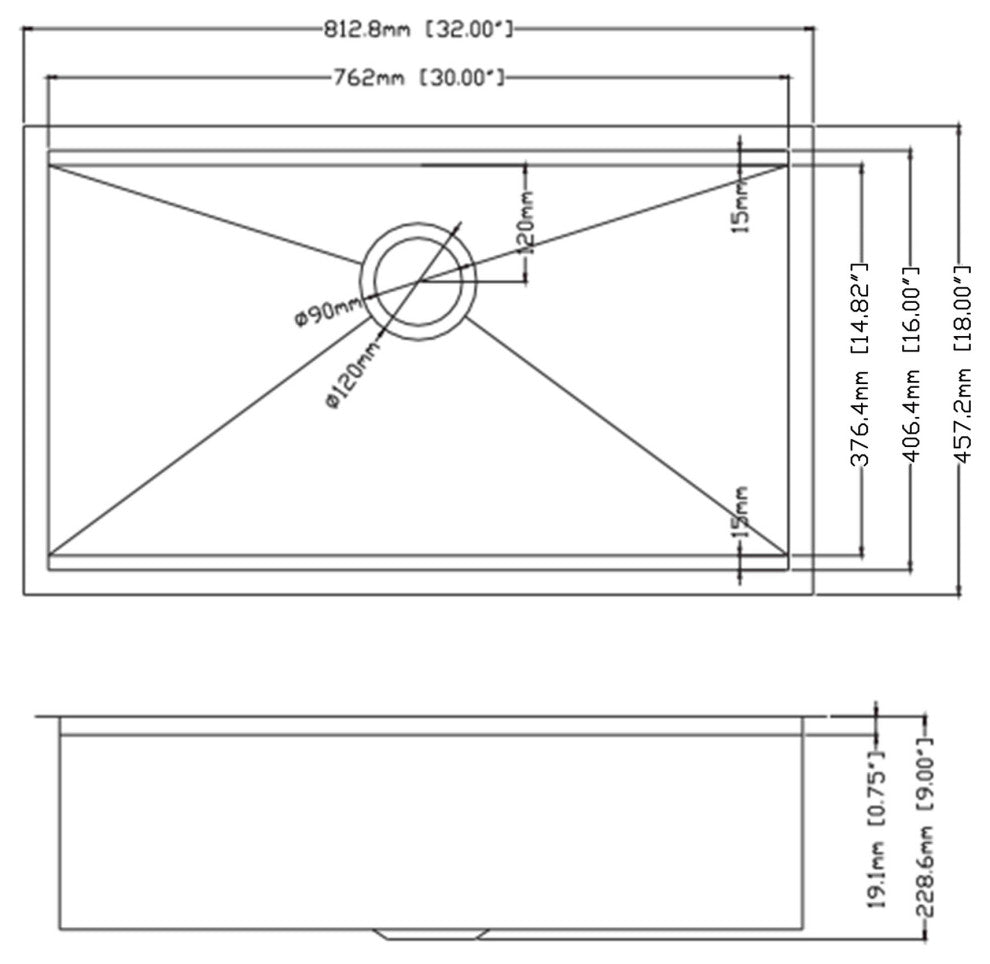 Undermount Single Bowl Stainless Steel Kitchen Sink, Brushed Chrome, 32 X 18