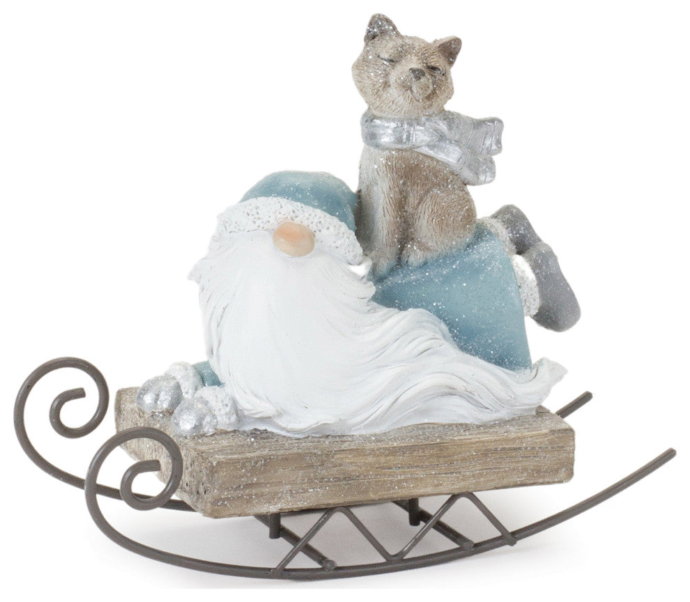 Gnome on Sled Figurine, Set of 2