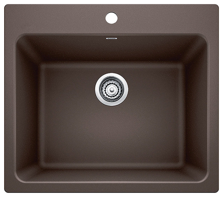 25"x22"x12" Blanco Liven Silgranit Laundry Sink, Cafe Brown