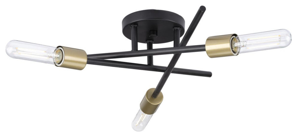 Astra Collection Three-Light 18" Antique Bronze Modern Semi-Flush Mount Light