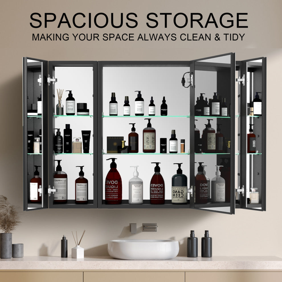 30"x39" Surface Mount Frameless LED Medicine Cabinet With Anti-Fog and Dimmable, Right Door